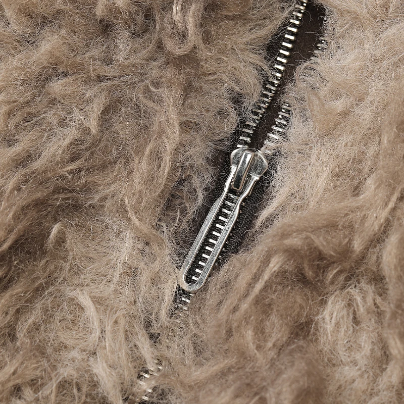 Elfsack 2024 inverno recém chegados casual gradiente longo cabelo jaqueta de pele sintética para mulher