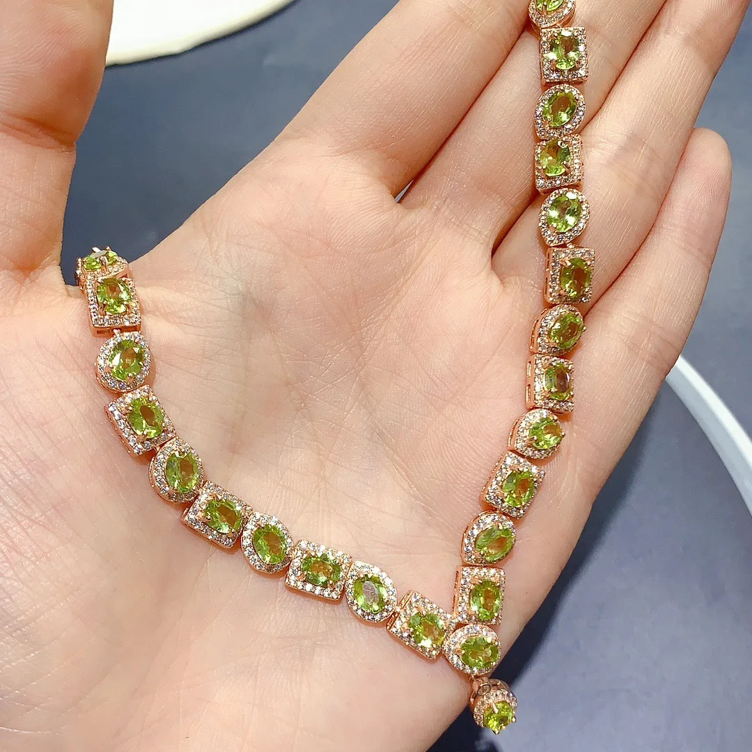 Natural Peridot Necklace Natural Color Gemstone, 925 Sterling Silver Green Gem Collarbone