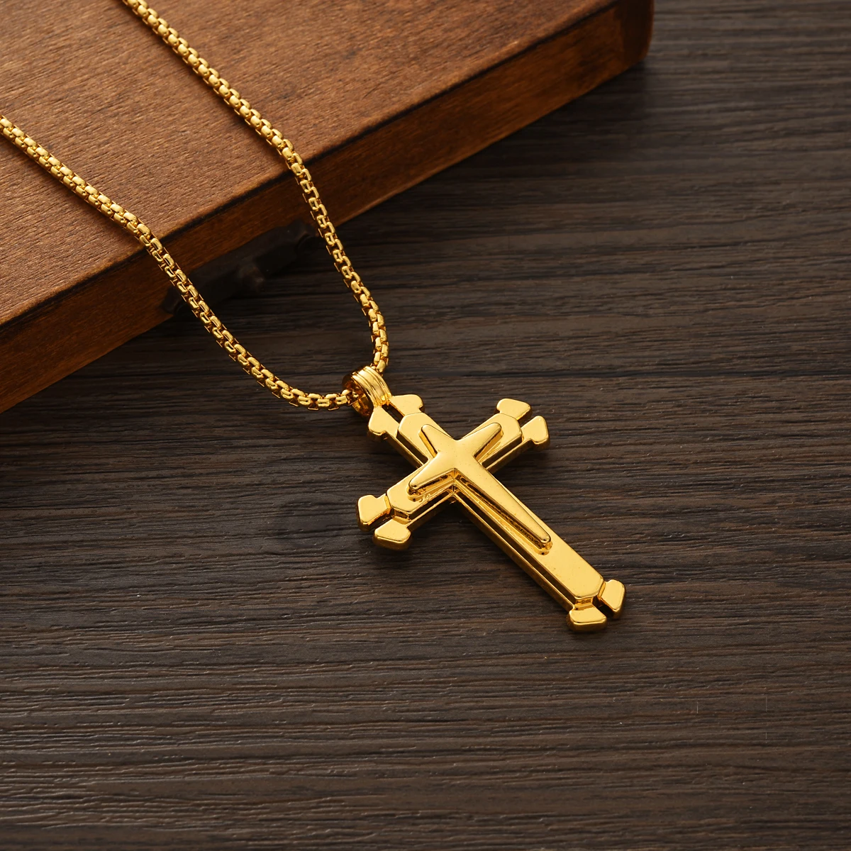 Ethiopian Creative Men Double-layer Hip Hop Cross Pendant Necklace Women Eritrean Habesha Jewelry Wedding Halloween Party Gifts