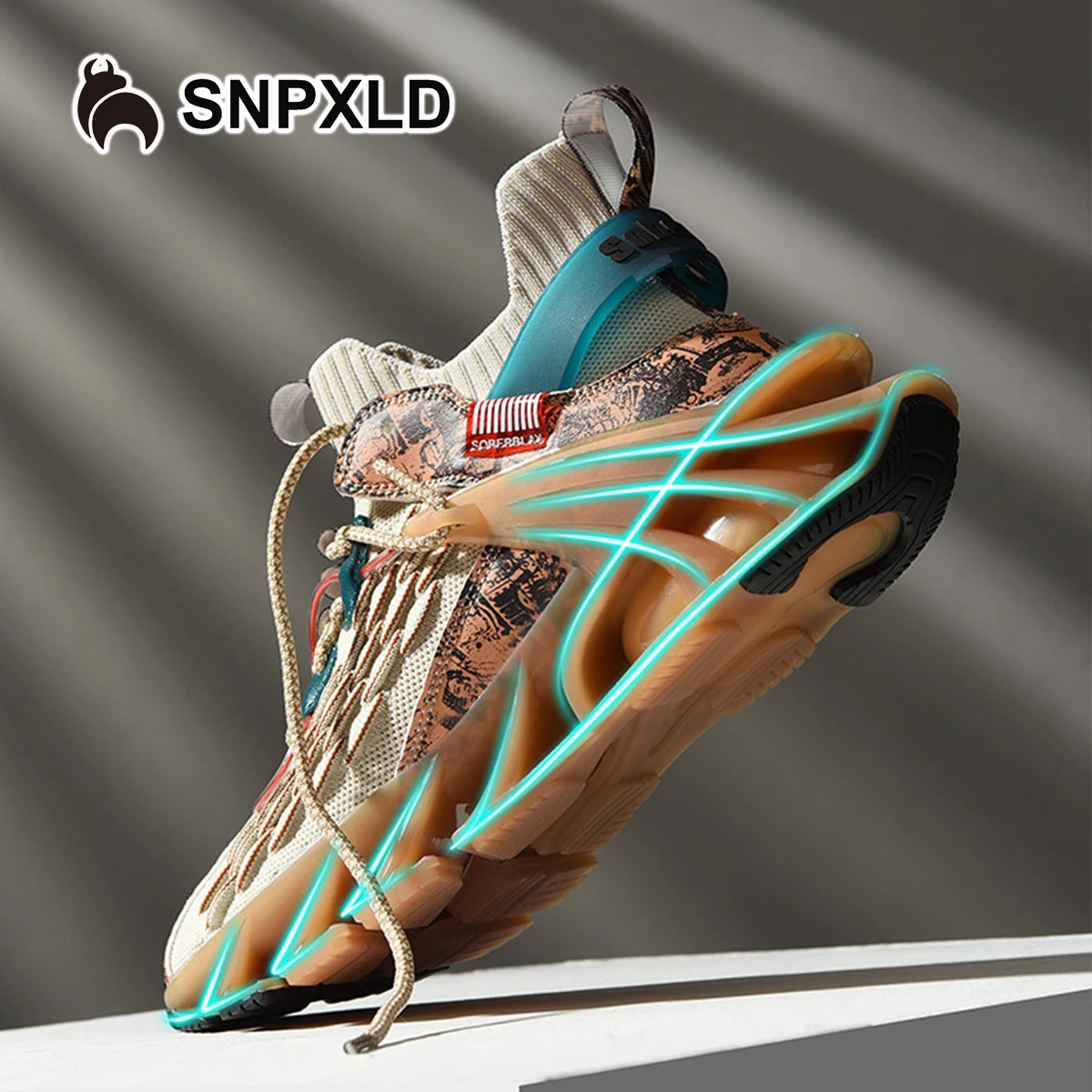 

SNPXLD Stylish Sports Shoes for Men Innovative Designer Athletic Shoes Spring Autumn Breathable Sneakers Soft Elastic Sole