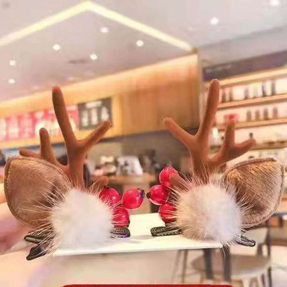 

Elk Ear Cute Headwear Top Clip Children Party Supplies Antler Hairpin Merry Christmas Decor Pine Cone Hairpins Hair Accessories