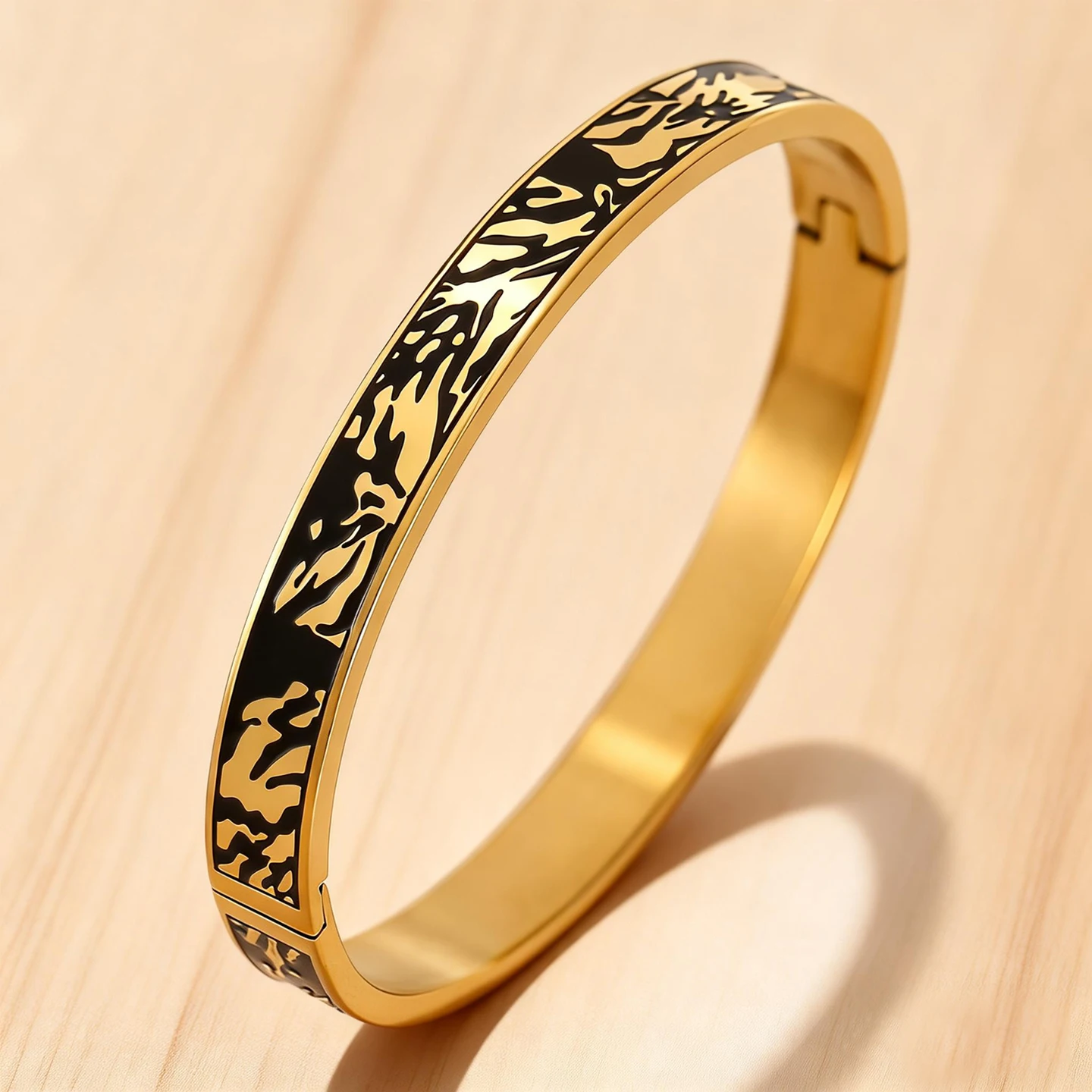 8mm Stainless Steel Bracelet with Epoxy Color Pattern, Multiple Graphic Design Resin Inlay Gold Silver Black Men Hip Hop Jewelry