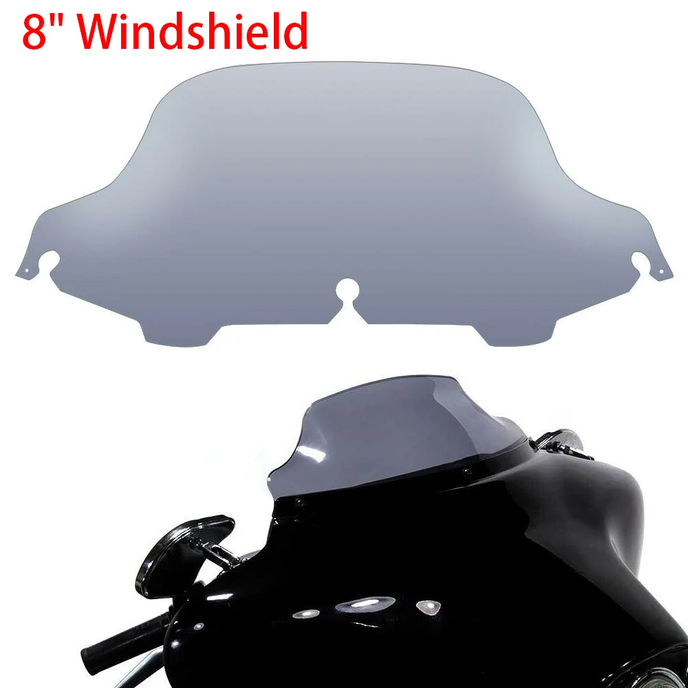 Motorcycle 8“ Windscreen Wind Deflector Windshield Smoke Fit For Touring Electra Glide Classic EFI FLHTCI 1996–2006