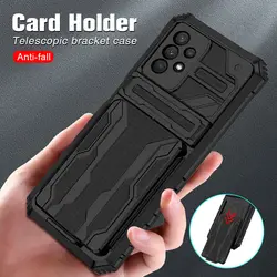 Rugged Armor Shockproof Phone Case For Samsung Galaxy S24 S23 S22 S21 Ultra Plus A73 A53 A54 Stand Holder Card Slot Back Cover