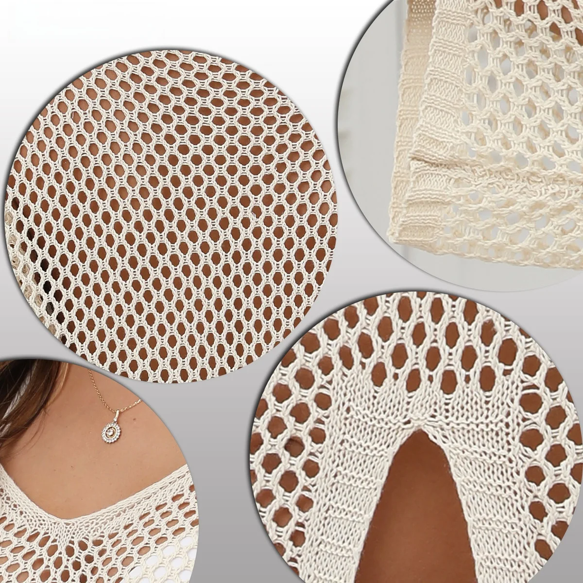 2025 New V-Ne Long Sve Beach Cover up Hollow out Side Slit Personalized Beach Dr Women's Swimming Fitn Equipment