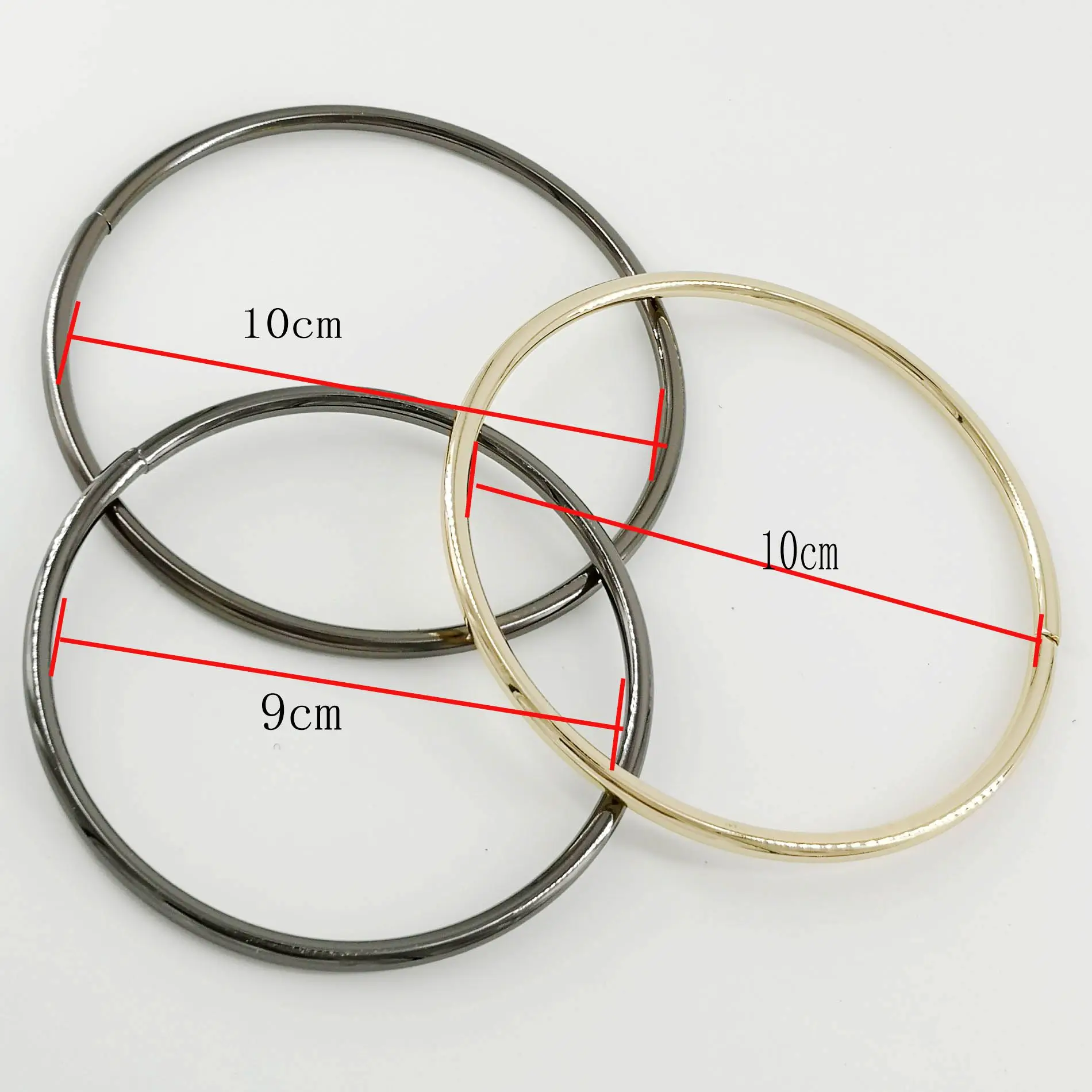 SICODA 2pcs/lot 5mm thickness DIY bag handle ring gold tone metal rings 9/10cm diy sewing buckle