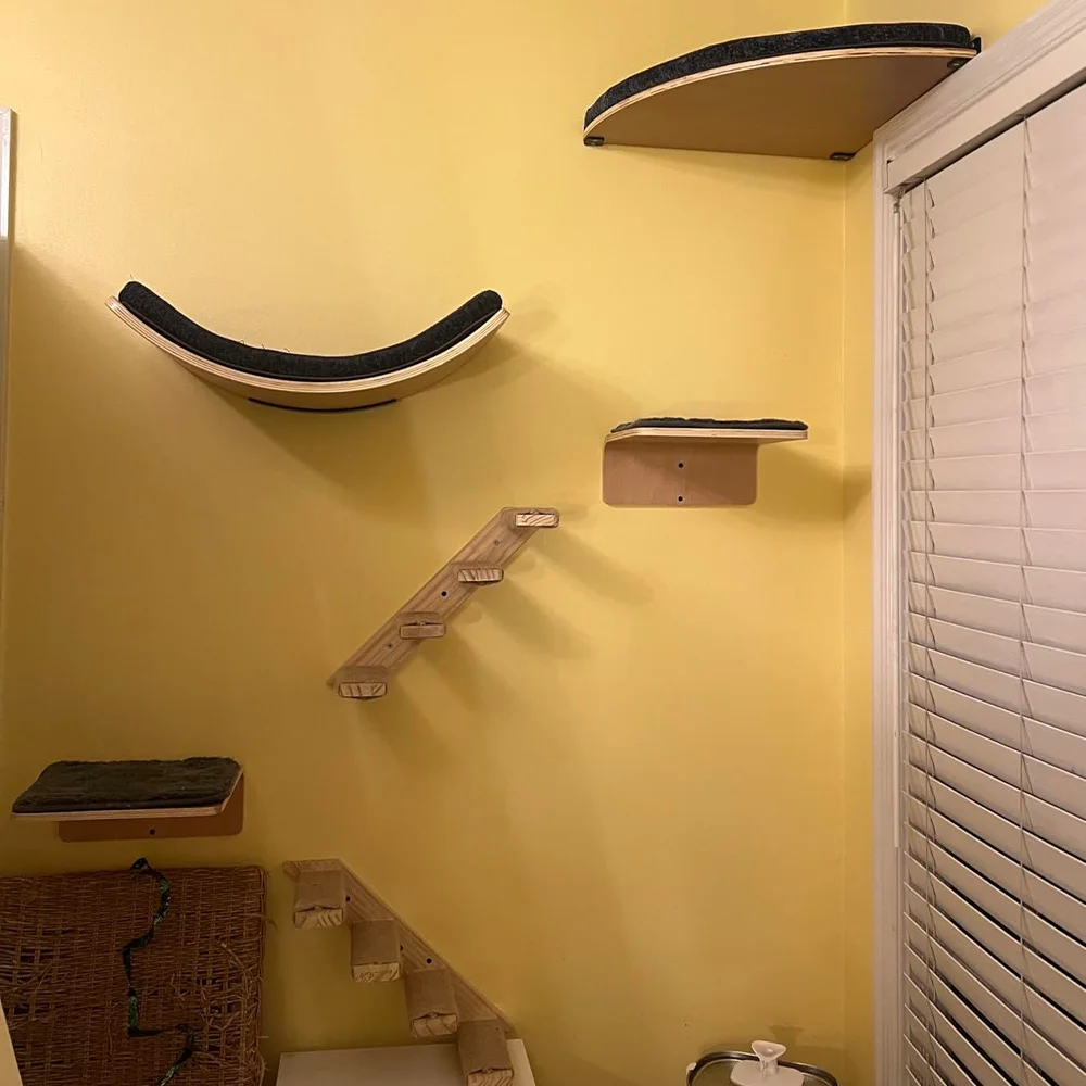 Árbol rascador de pared para gatos – Plataforma, escalera y hamaca - imagen 2