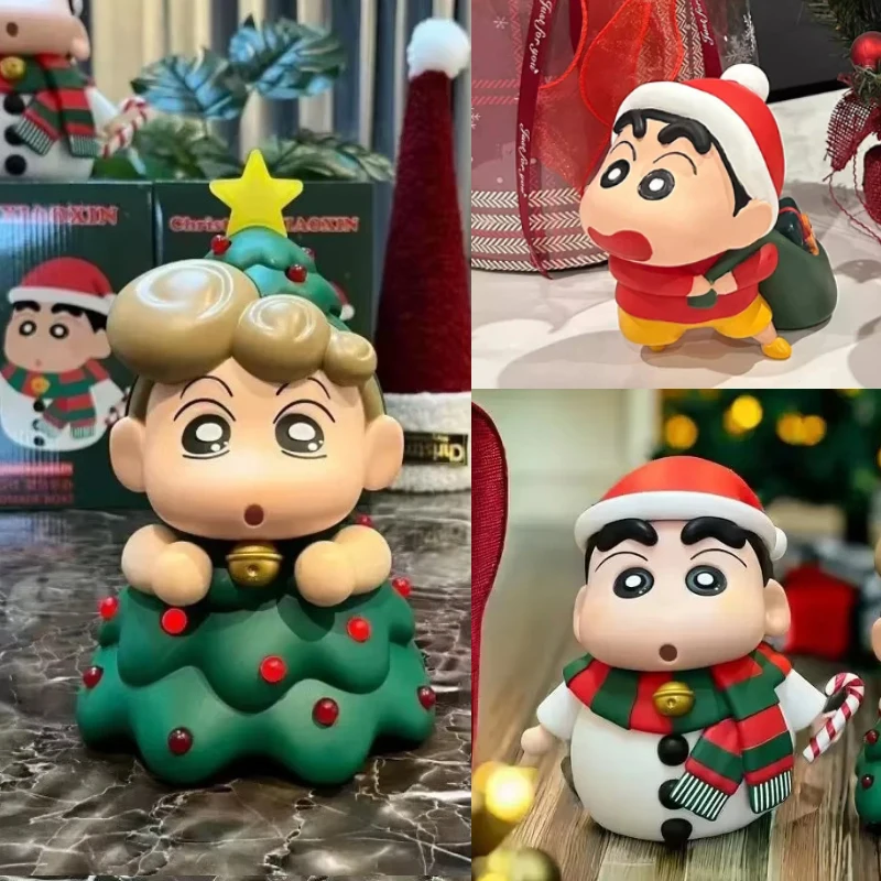 Anime Shinnosuke Nohara Nohara Himawari Action Figures Christmas Crayon Shin-chan Figures Cute PVC Model Collection Toys