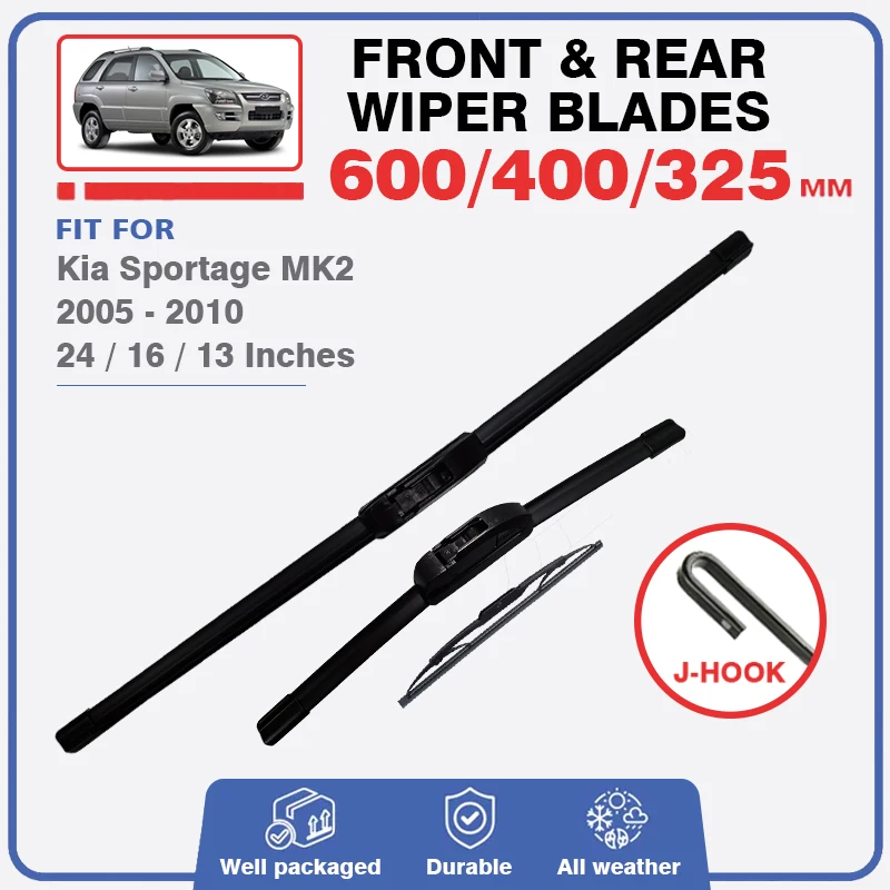 

Front Rear Wiper Blades Set For Kia Sportage MK2 KM JE 2005 2006 2007 2008 2009 2010 Windshield Brushes Windscreen Accessories