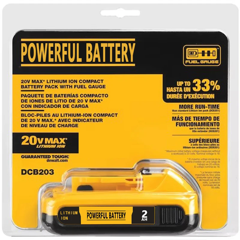 

20V Battery 2.0Ah DCB203 For Dewalt Power Tool Li-ion Battery DCB205 DCB206 DCB204 DCB200 DCB182 DCB180 DCB230