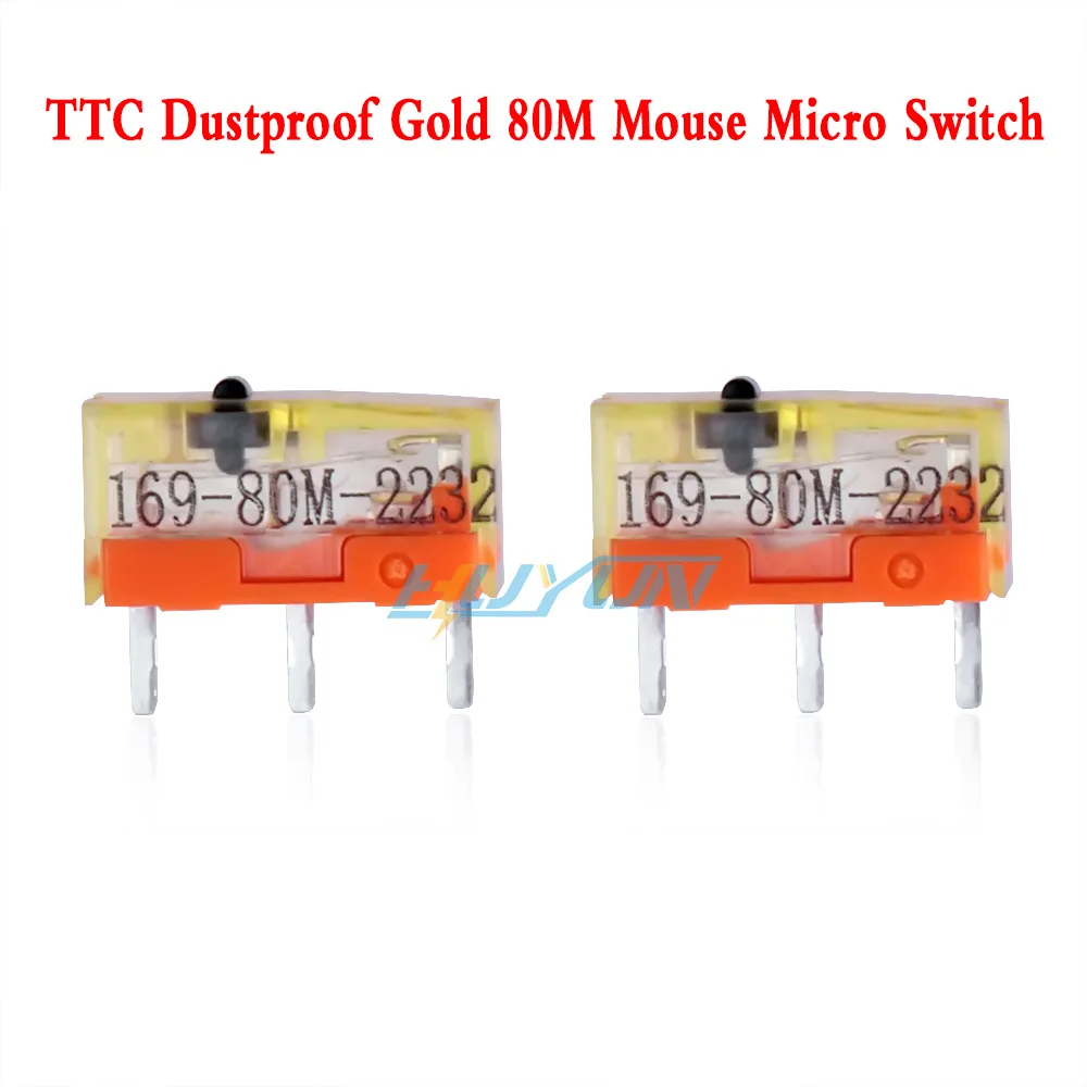 2Pcs Gold Mouse Micro Switch 80m 80 Millions Click TTC Gold Micro Button