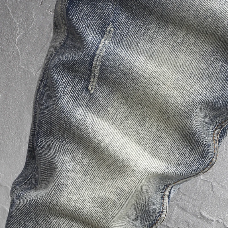 Italian Style Fashion Men Jeans High Quality Retro Washed Blue Stretch Slim Fit Ripped Jeans Men Vintage Designer Denim Pants