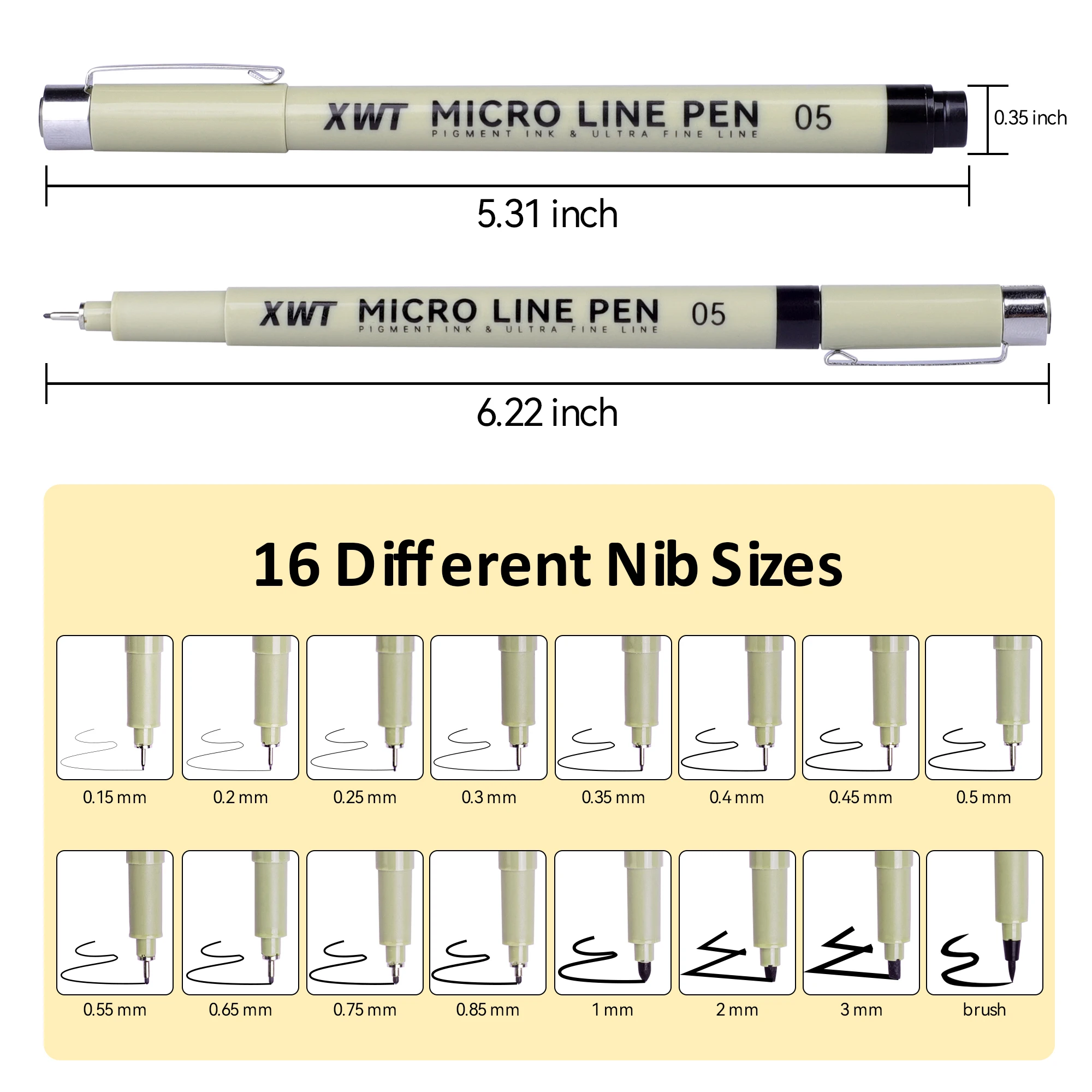 Black Micro Fine Pen 13/16Pcs Waterproof Pigment Liner Micron Pen Marker Set Sketch Hook Line Needle Pen Art Manga Outlining Pen