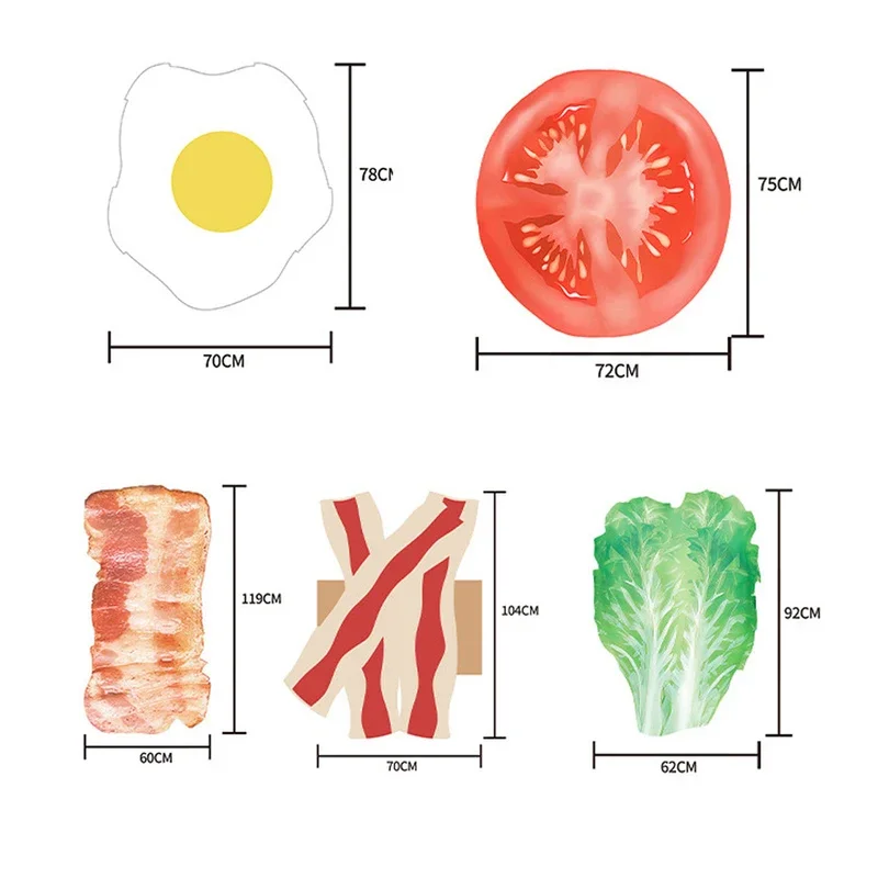 HN8 مضحك الغذاء تونك زوجين الخضار البيض المسلوق لحم الخنزير المقدد زي فستان الهالوين حتى ملابس كرنفال حفلة مرحلة الأداء Da8...Gf