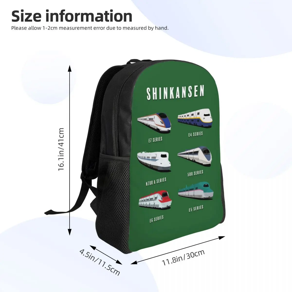 Japanese Shinkansen Bullet Trains Artwork Student Backpack School Bag Hiking Travel Daypack for Men Women Bookbag Shoulder Bags