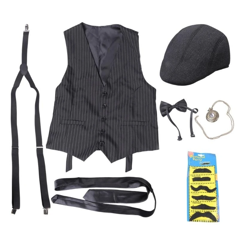 

39BD 1920s Mens Costume,Roaring 20s Costumes Accessories Halloween Cosplay Costume