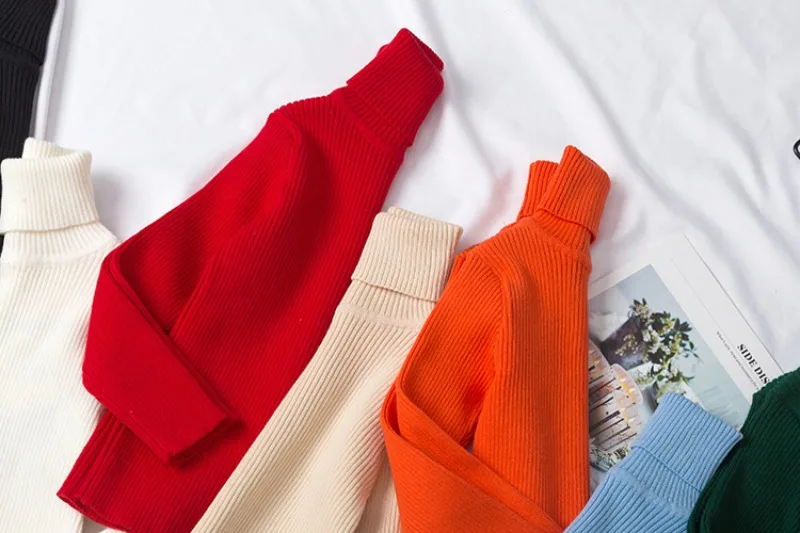 UNITIM Herbst Winter Kinder Mädchen Pullover Säugling Baby Mädchen Bonbonfarben Rollkragenpullover 1-6 Jahre Mädchen Einfache Lässige Strickwaren – Detail 16
