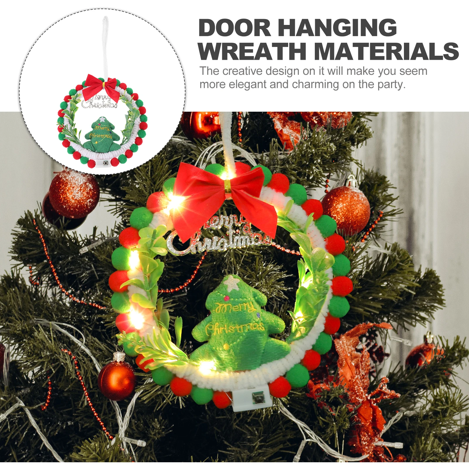

DIY Christmas Wreath Material Package H made Snowman Kids Craft Decor Holiday Door nament Ear Muffs Christmas Tree Accessories