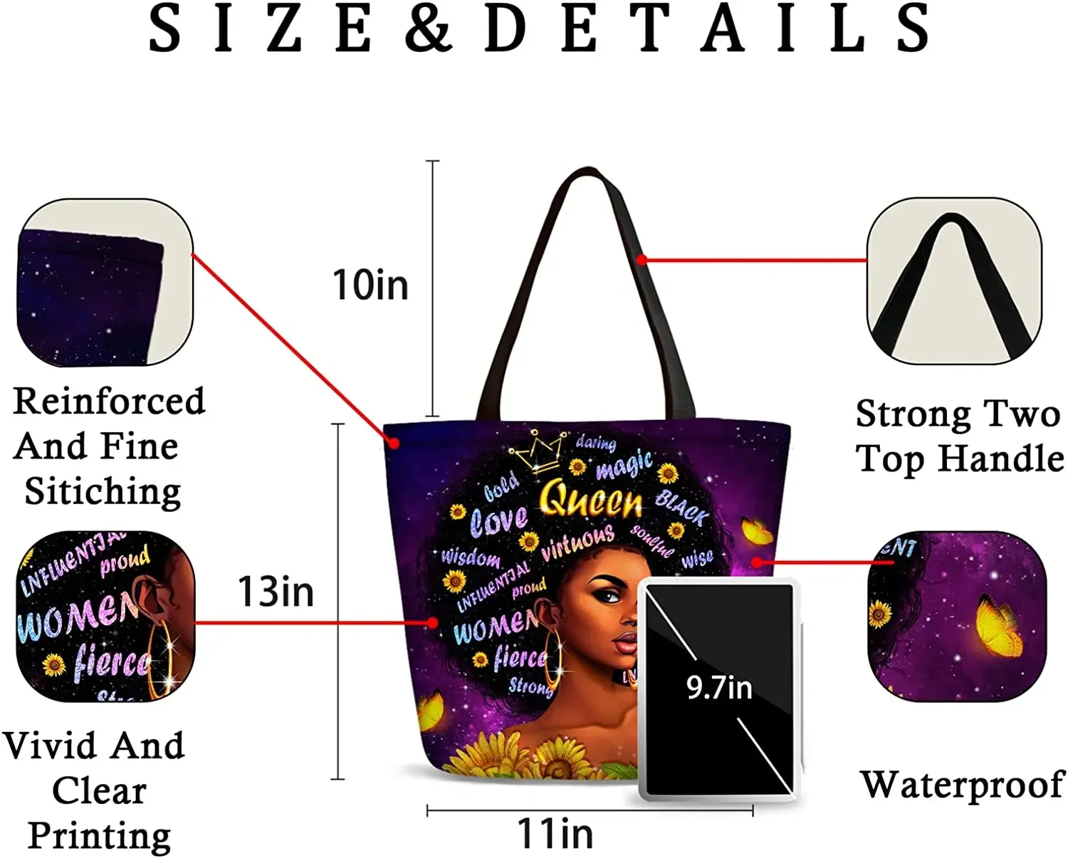 Women Tote Bags African American Woman Shoulder Bag Black Girl Magic Top Handle Satchel Handbags