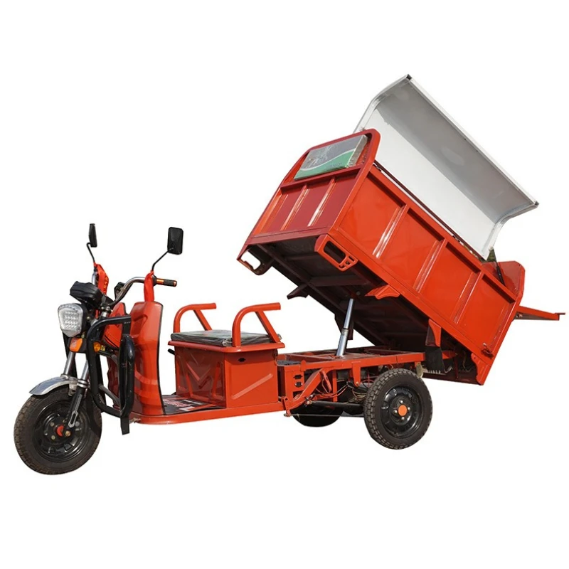 

1.5 meters self-unloading double-opening electric three-wheel sanitation truck, property garbage clearance and transportation