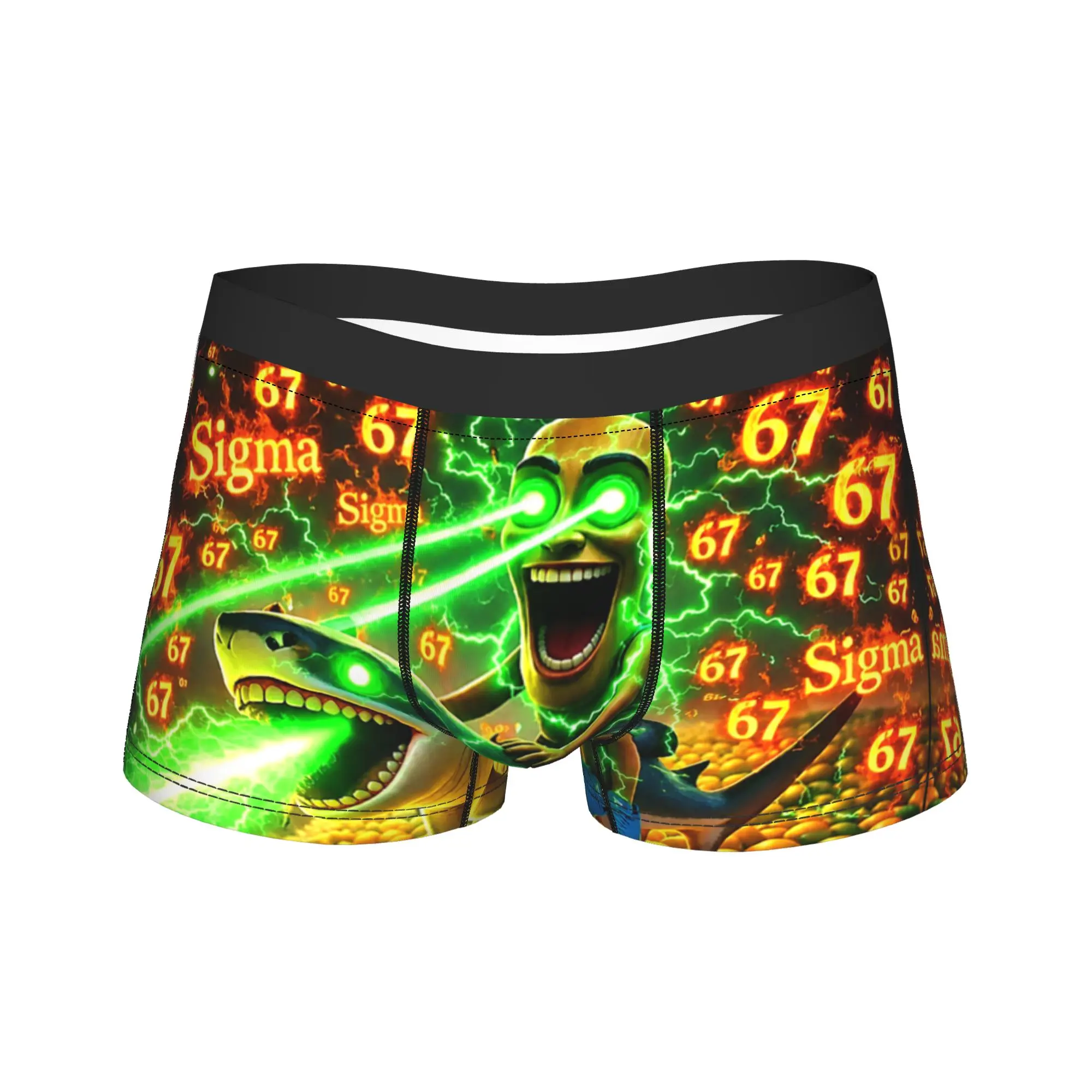 Lustige Tung Sahur Riding Tralalero 67 Mango Tuff Meme Unterwäsche Unterhose Print Boxer Brief Herren 3D Pouch Oversize Boxershorts
