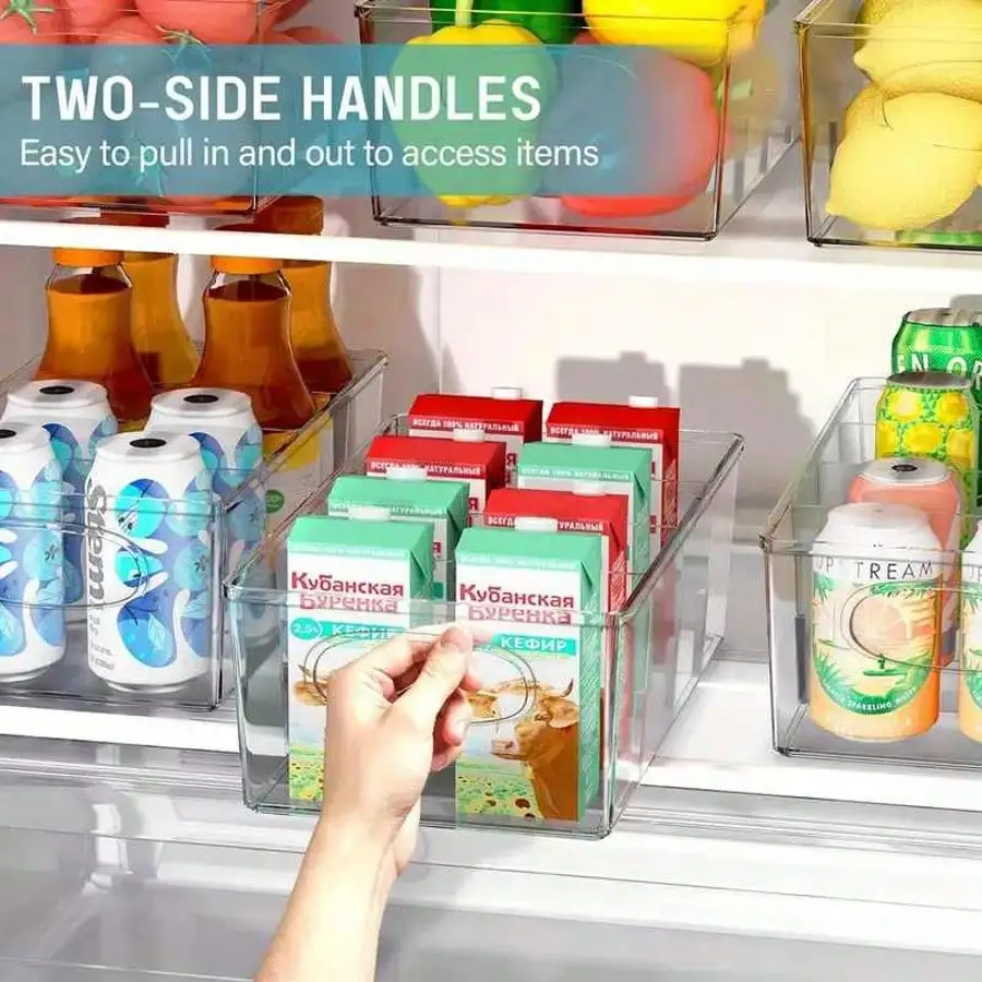 4/6/8/10/12P Transparent Plastic Storage Box Divided Food Storage Container, Suitable For Pantry, Kitchen, Fridge, Cabinet, Can Store Spices, Snacks And More SH260624153387682047284