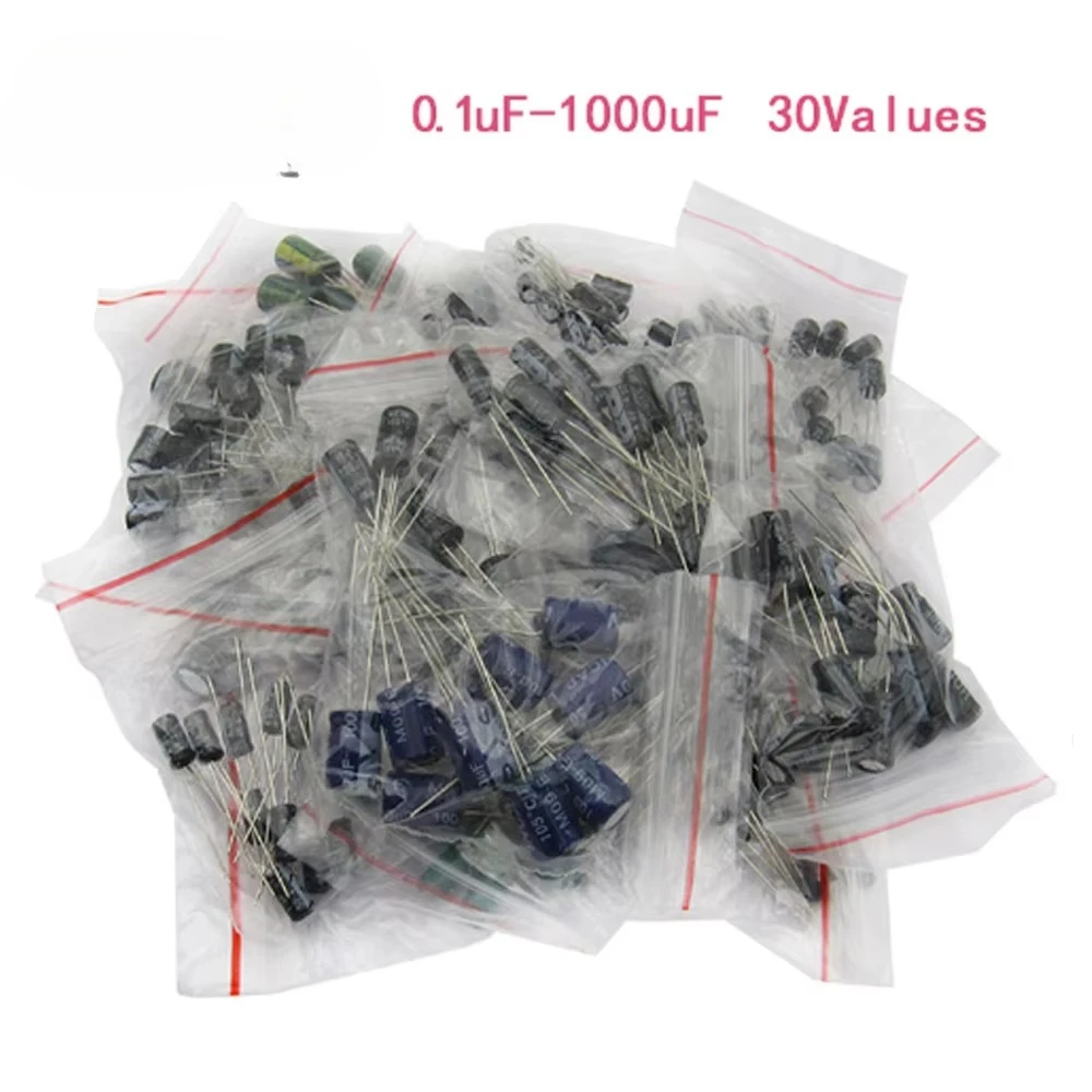 900 Pcs 30 Value Electrolytic Capacitor Kit 0.1UF-1000UF 10V/16V/25V/50V