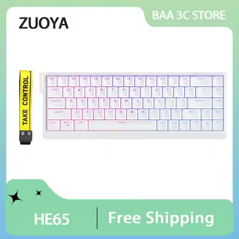 Zuoya HE65 Mechanical Keyboard Magnetic Switch Wired Hot Swapp RGB 8khz 0.04mm Low Delay Gaming Keyboard Rt Office Accessories