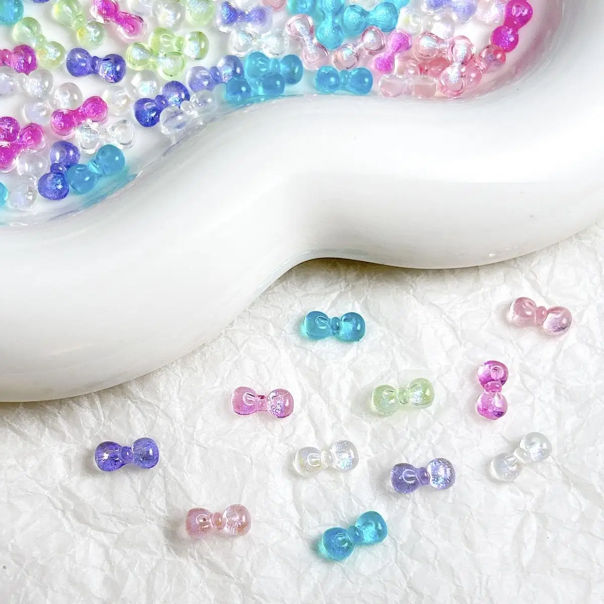 50 STKS Schattige Doorschijnende Mini Banden Hars Nagel Charmes Creatieve Jelly Gekleurde Banden Nail Art Decoraties voor DIY Nagels Ornamenten