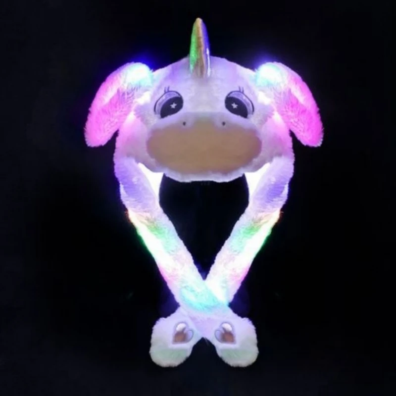 Anime Glowing Bunny Hat Cartoon Rabbit Air Bag Ear Moving Rabbit Hairband Holiday Costume Cute Animal Headwear Decoration Prop