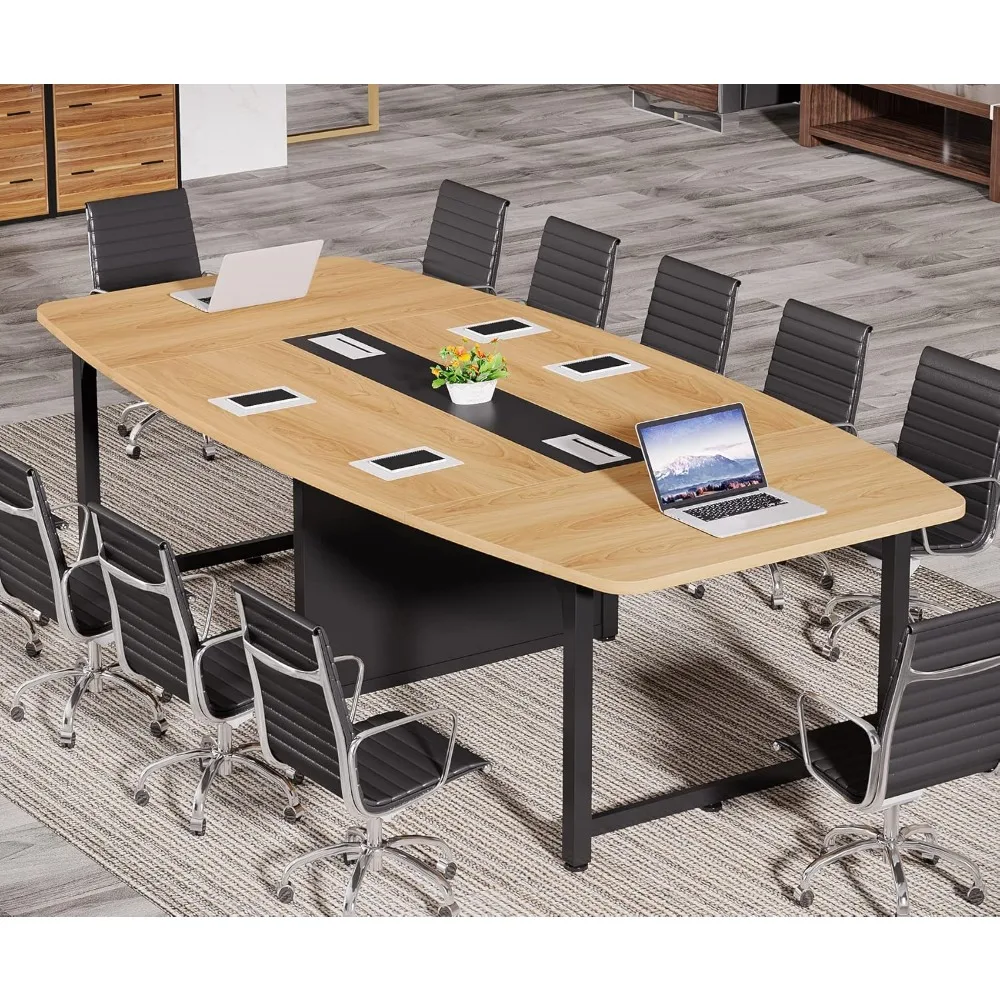 94.5L x 47.2W inch Conference Table with Metal Frame, Modern Rectangular Seminar Tables, 8FT Conference Table