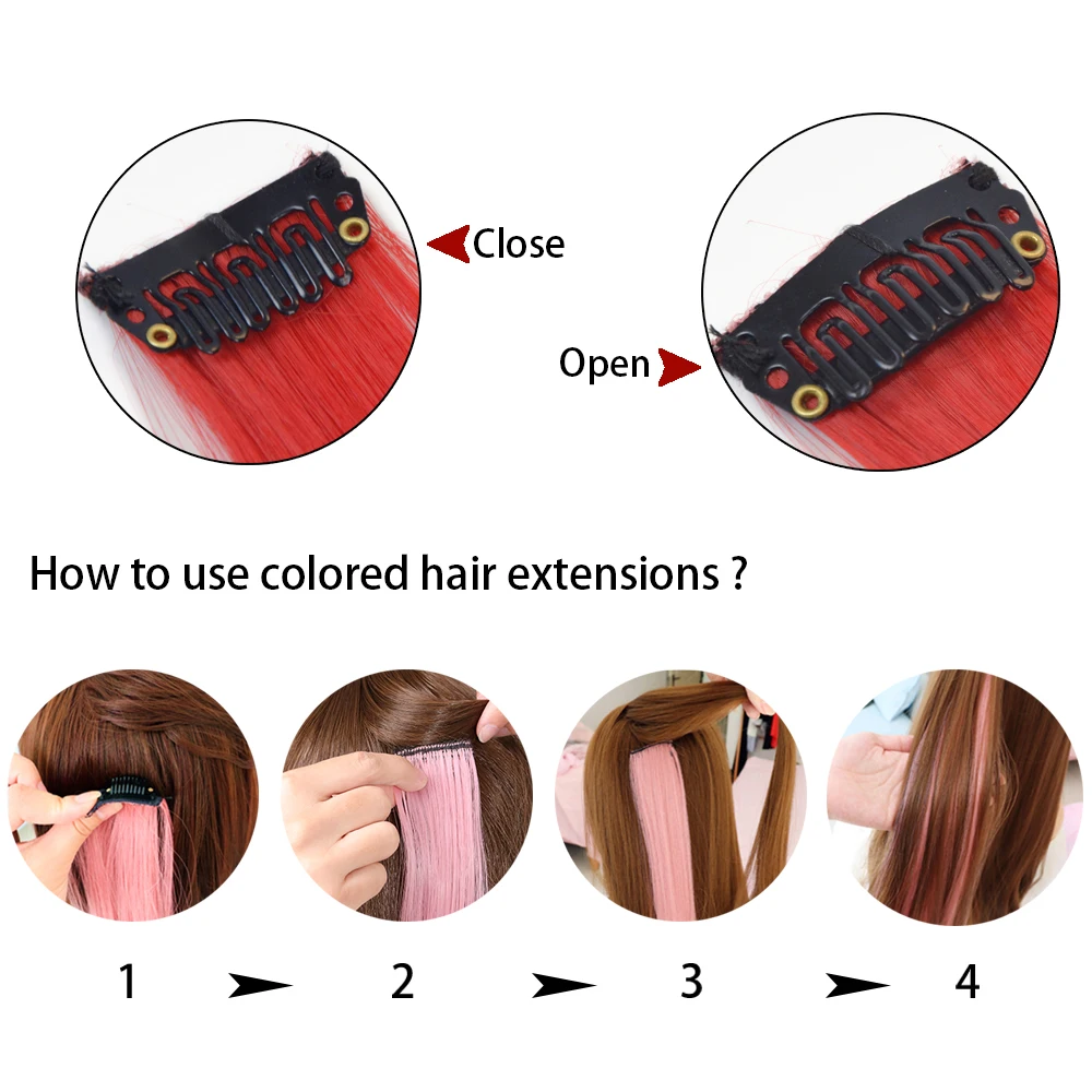 Extensiones de cabello de colores para mujer y niña, postizos sintéticos ondulados y rizados con Clip, 1 unidad