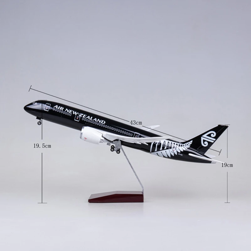 43cm New Zealand Airlines B787 1/130 Scale Airplane Model Plane With Landing Gear Wheels Light(Touch Or Sound Control)