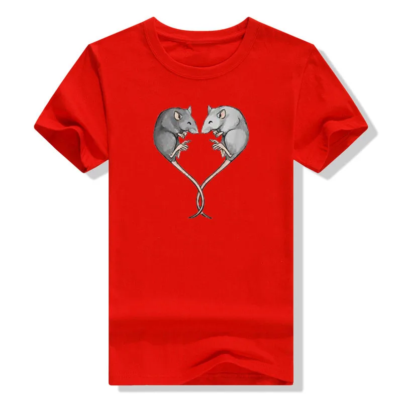 Fancy Rat Gifts Clothes Cute Mouse Print Graphic T-Shirts Rat-Heart Tee Tops Streetwear  Valentine Boyfriends Girlfriends Gifts