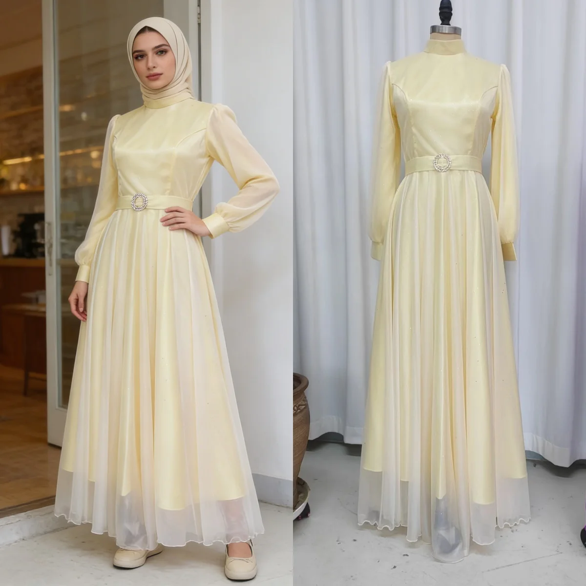 

Eid Dress Muslim Party Women Abaya Mesh Beading Vestidos Largos Kaftan Ramadan Vestidos Morocco Dubai Jalabiya Arab 2026