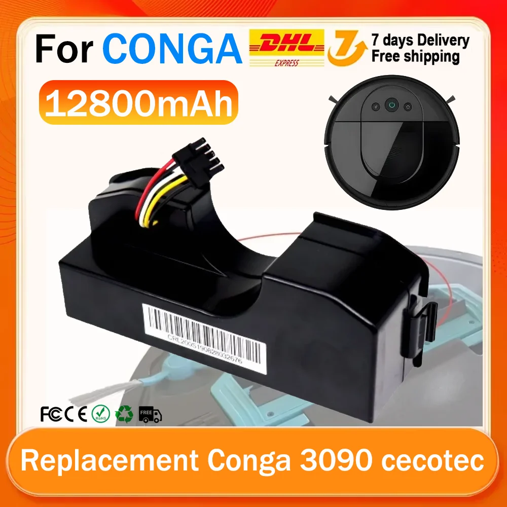 بطارية متوافقة 6800 مللي أمبير في الساعة Conga 3090,3091, 3092,1690, 2090, جهاز آلي لتنظيف الأتربة استبدال بطارية ليثيوم 14.4 فولت ملحقات