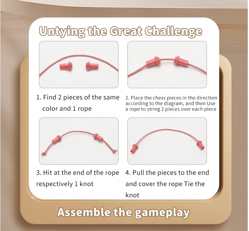 Gioco di puzzle con corda intrecciata Disviaggia rompicapo per bambini Allenamento del pensiero logico Gioco da tavolo interattivo genitore-figlio educativo