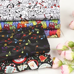 Sale Cute Cat and Dog Print Cotton Fabric for Sewing Clothes Dress DIY Quilting Needlework Patchwork Cloth Material