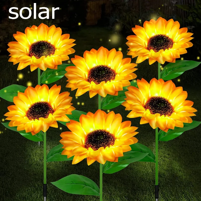 

4/2/1pcs Outdoor Solar Sunflower Lights Garden Decor Waterproof Decorative Garden Stakes Christmas Patio Yard Pathway Wedding