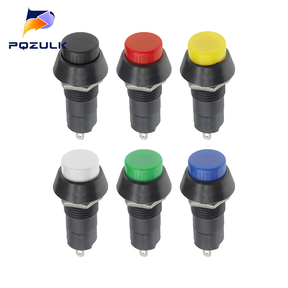 6PCS PBS-11A PBS-11B 12mm Self-locking Plastic Push Button Switch Latching Switchs 3A 250V AC 2Pin