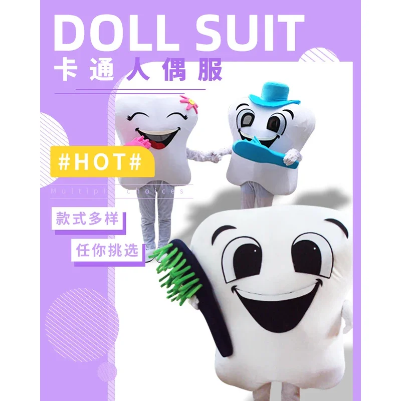 Tooth Mascot Costume Doctor of Teeth Party Dental Care Character Mascot Dress&Amusement Adults Cosplay Outfit Health Education