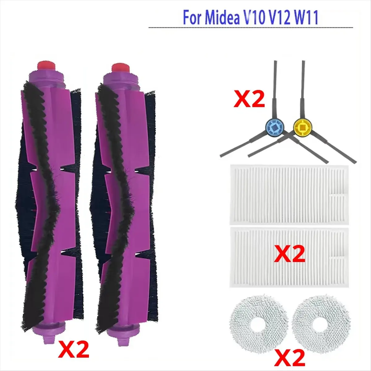 A42F For Midea V10 V12 Robot Vacuum Cleaner Eureka J12 Ultra Main Side Brush Hepa Filter Dust Bag Rag Accessories Parts view 2