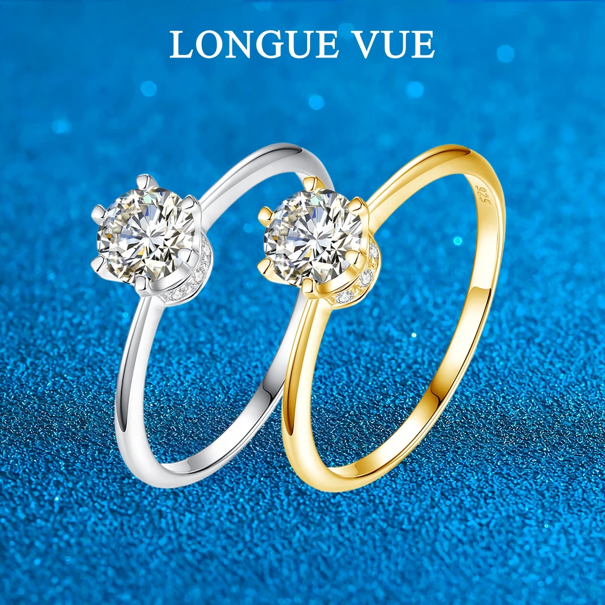 

Solid 18K Gold Color 0.6CT Moissanite Solitaire Ring 925 Silver Wedding Engagement Band For Women Jewelry with Certificate