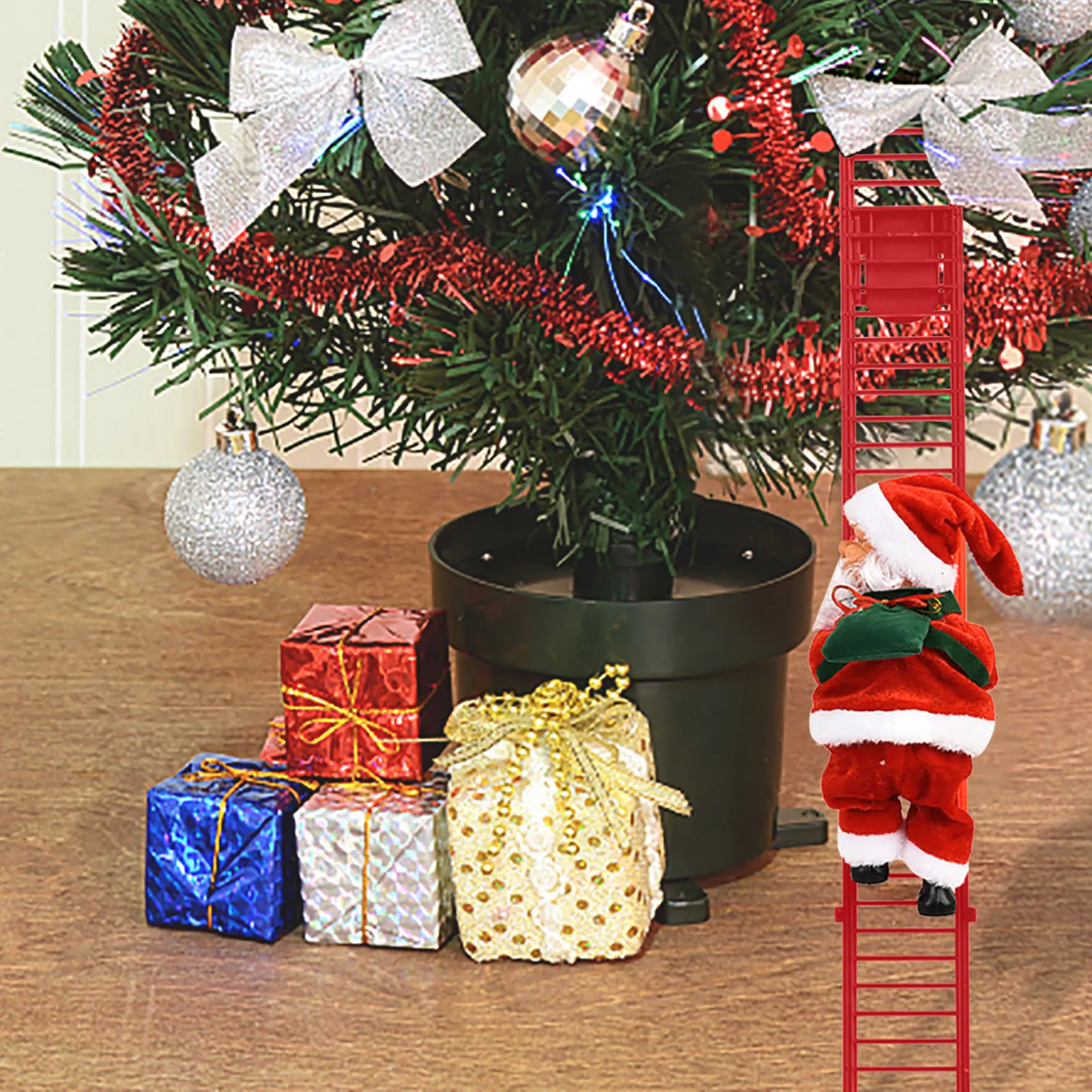 Electric Climbing Ladder Santa Claus Music Doll Christmas Ornament Decoration for Home Christmas Tree Hanging Decor NewYear Gift view 5