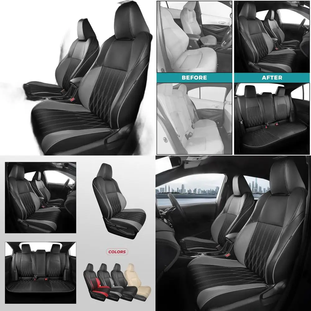 

Luxury Waterproof Faux Leather Seat Covers for 2023-2025 Toyota Corolla Hybrid SE/Nightshade - Custom Fit, Black & Grey