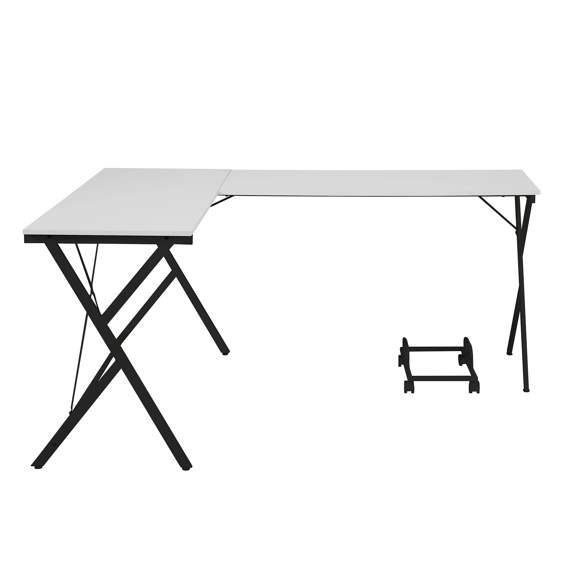 [Flash Sale]Dazenus Corner Computer Desk L-Shaped Office Game Table in White/Black Finish Ideal for Office Study & Game[US-W]