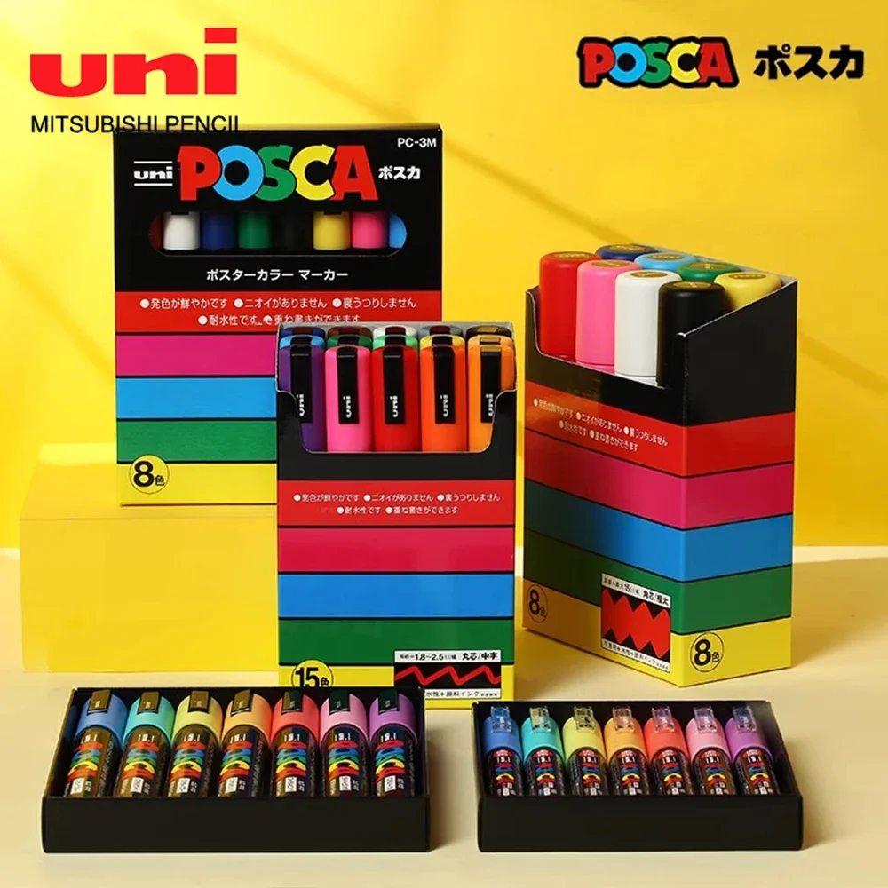 

Наборы маркеров UNI POSCA PC-5M 1,8-2,5 мм, постер POP, граффити, реклама, акриловые цветные художественные принадлежности для рисования, японские канцелярские принадлежности