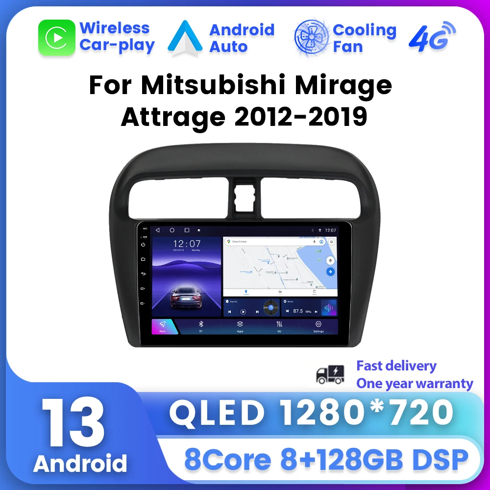 

Car Radio Multimedia Video Player Navi GPS Stereo Wireless Carplay Auto 2DIN Head Unit for Mitsubishi Mirage Attrage 2012 - 2019