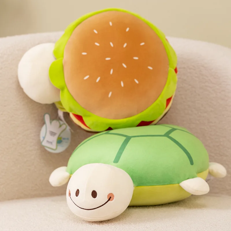 Stuffed Animals Plush Transforming Into Hamburg Little Turtle Plush Toy Doll Cute Comfortable Soft Room Decoration Gift for Kid