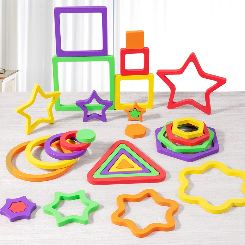 Holz Kleinkind Geometrische Form Passenden Puzzle Kombination Set Farbe Erkenntnis Form Denken Logik Montessori Pädagogisches Spielzeug